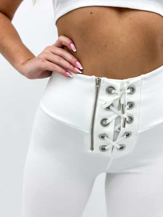 Legginsy bawełniane z wiązaniem CREAM VANES