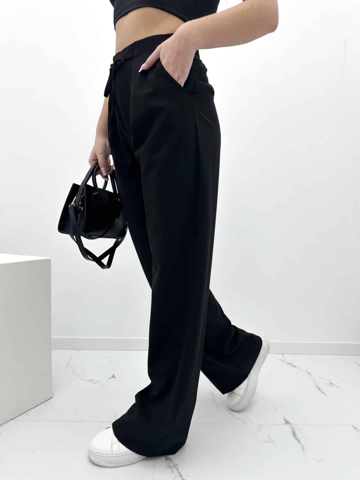 Spodnie Materialowe Czarne Wide Leg Noah 8 Scaled