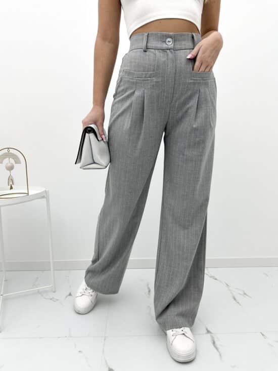 Spodnie Materialowe Szare W Paski Wide Leg Marges 2 Scaled
