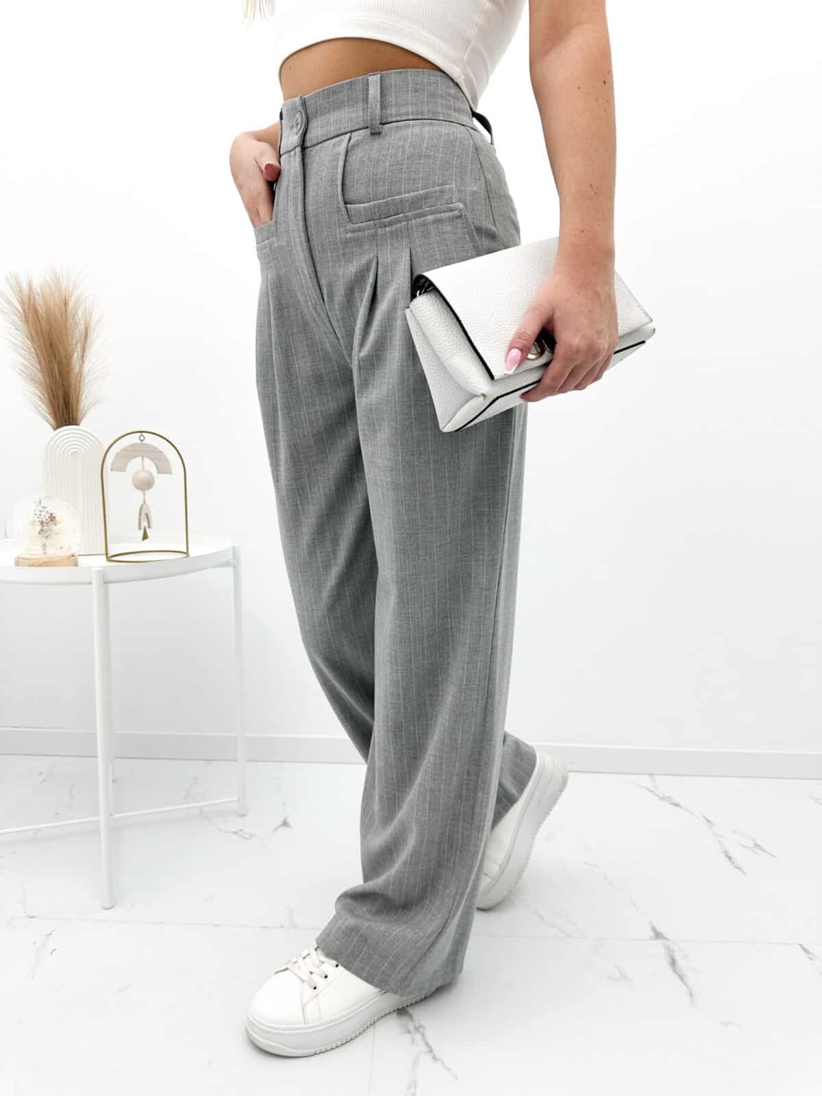 Spodnie Materialowe Szare W Paski Wide Leg Marges 4 Scaled