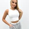 Crop top prążkowany cream ESTELLO