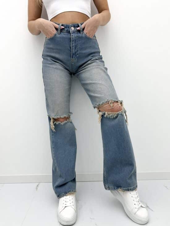 Spodnie jeansowe z dziurami wide leg CLAUDIA