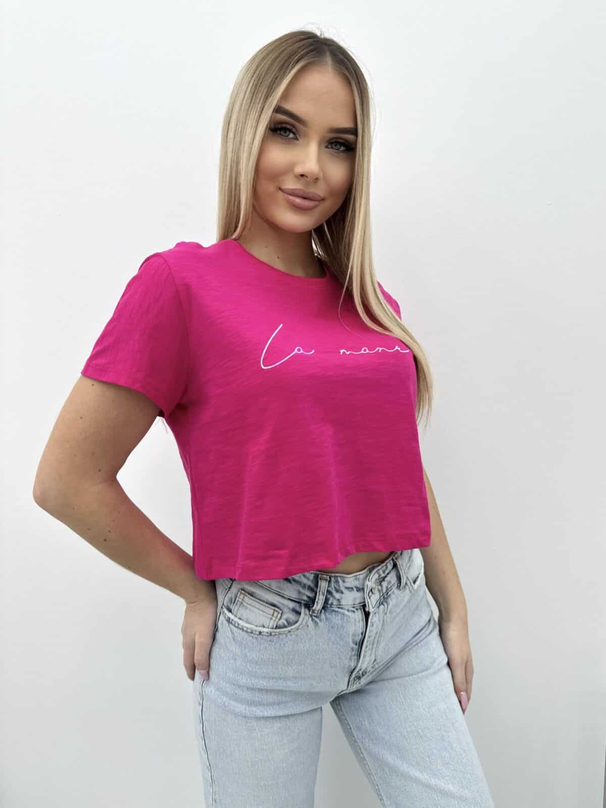 T Shirt Krotki Fuksja Melanz Lamane 4 Scaled