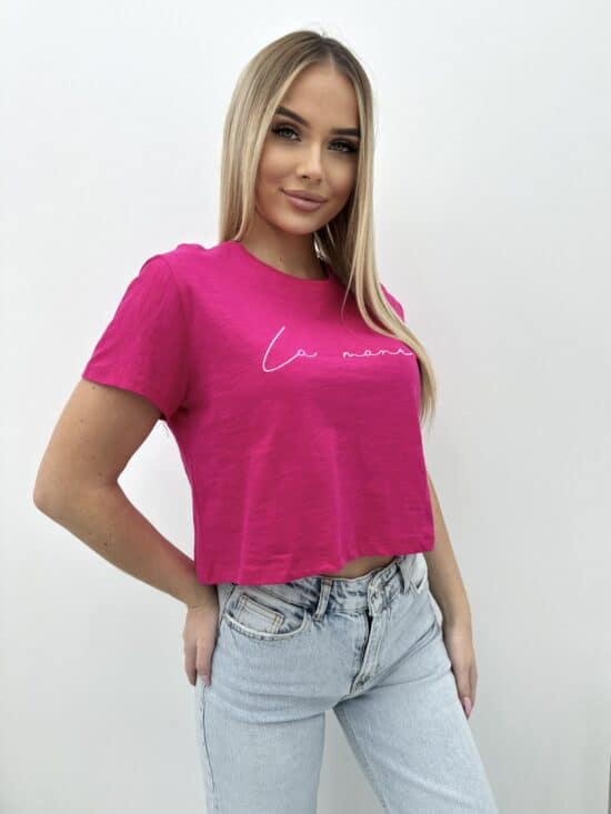 T Shirt Krotki Fuksja Melanz Lamane 4 Scaled