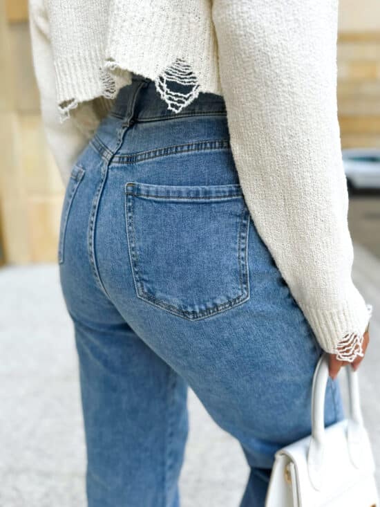 Spodnie Jeansowe Z Wysokim Stanem Wide Leg Buttons 1 Scaled