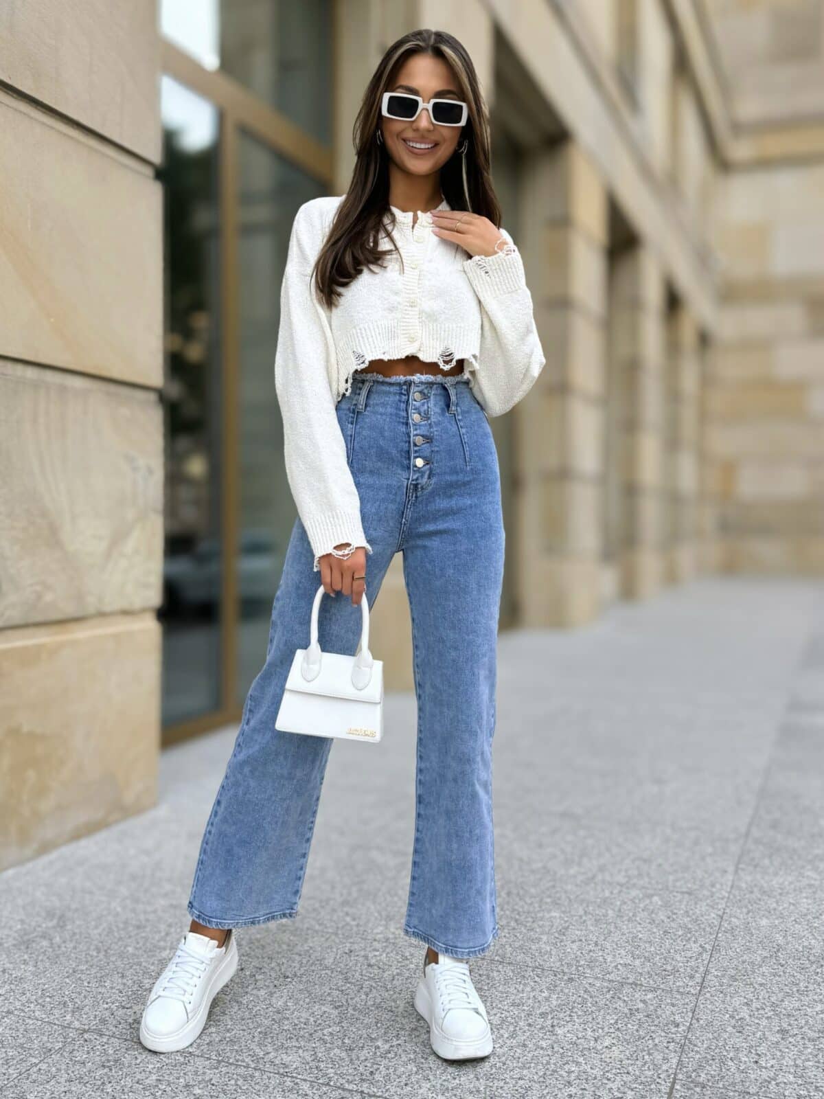 Spodnie Jeansowe Z Wysokim Stanem Wide Leg Buttons 4 Scaled