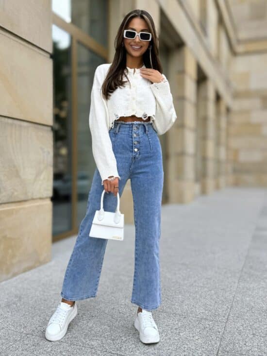 Spodnie Jeansowe Z Wysokim Stanem Wide Leg Buttons 4 Scaled