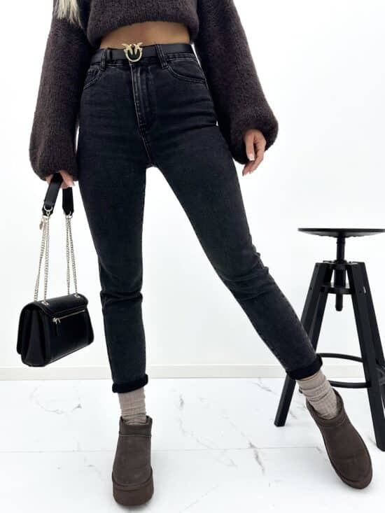 Spodnie jeansowe mom stretch grafit EDITH