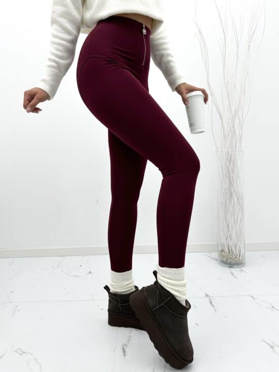 Legginsy z przeszyciami zip bordowe ELOISE