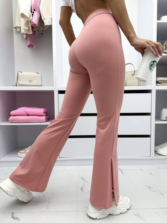 Legginsy Dzwony Z Rozcięciem Różowe Giulia (4)