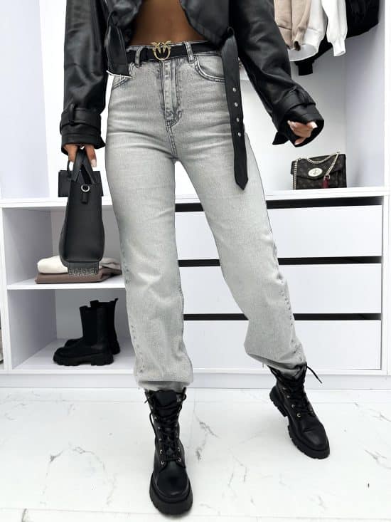 Spodnie Jeansowe Szare Straight Fit Aurella (1)