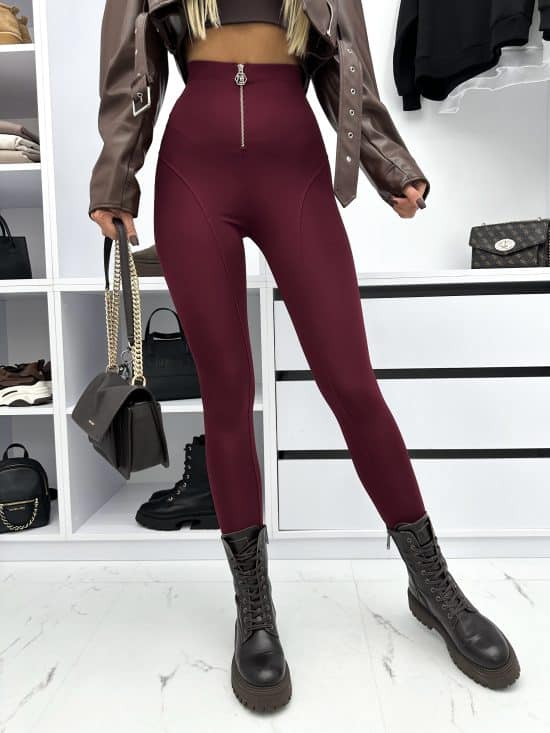 Legginsy z przeszyciami wysoki stan zip ELOISE (11)