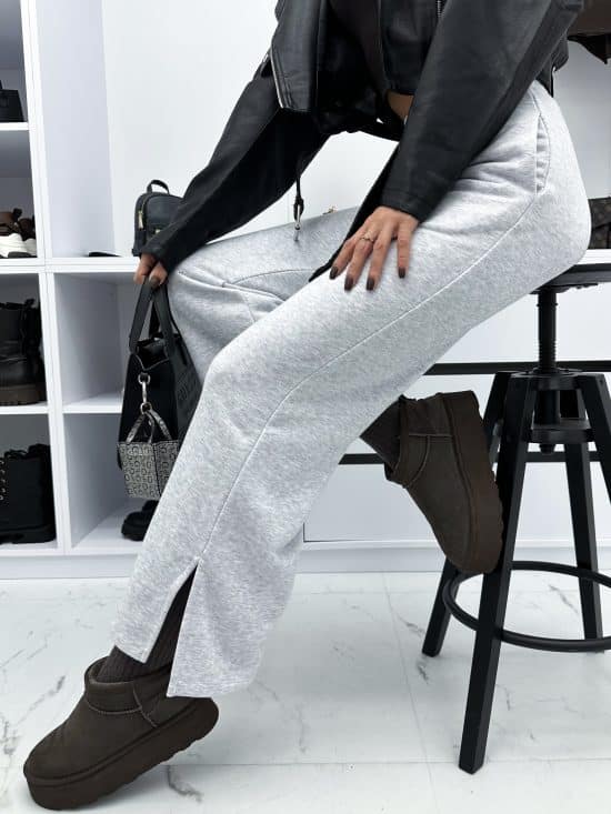 Spodnie Dresowe Z Rozcięciem Wide Leg Czarne Firello (10)