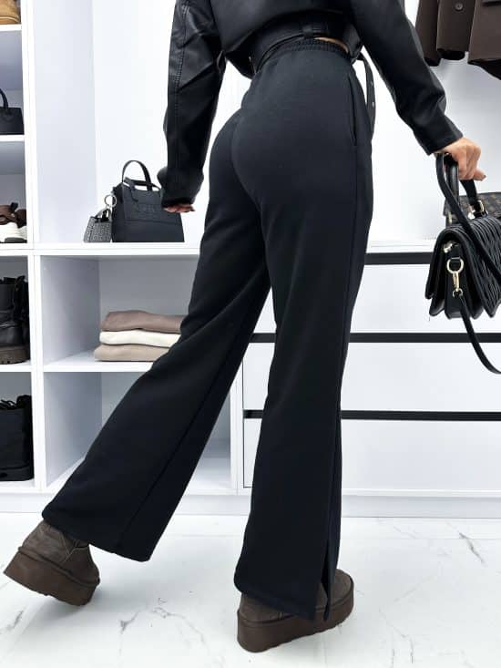 Spodnie Dresowe Z Rozcięciem Wide Leg Czarne Firello (3)