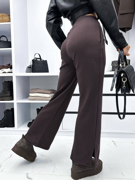 Spodnie Dresowe Z Rozcięciem Wide Leg Czarne Firello (5)