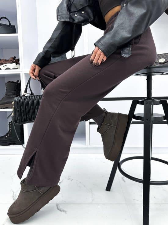 Spodnie Dresowe Z Rozcięciem Wide Leg Czarne Firello (6)