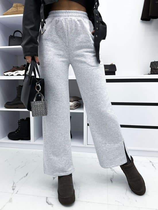 Spodnie Dresowe Z Rozcięciem Wide Leg Czarne Firello (7)