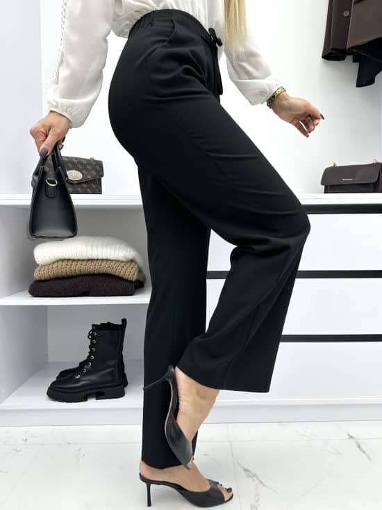 Spodnie Materiałowe Czarne Wide Leg Romalia (2)