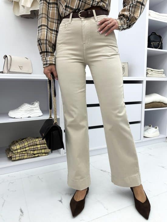 Spodnie Jeansowe Beżowe Wide Leg Allena (1)