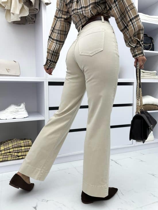 Spodnie Jeansowe Beżowe Wide Leg Allena (4)