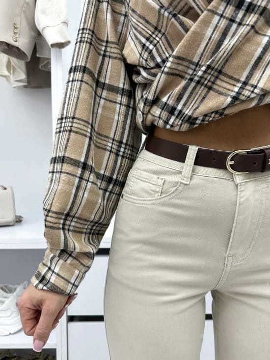 Spodnie Jeansowe Beżowe Wide Leg Allena (5)