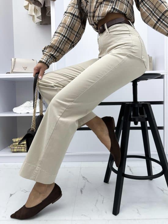 Spodnie Jeansowe Beżowe Wide Leg Allena (6)