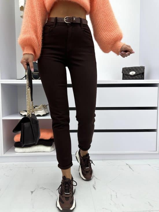 Spodnie Jeansowe Czekoladowe Mom Fit Estra (5)