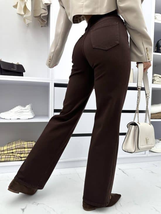 Spodnie Jeansowe Czekoladowe Wide Leg Simply (1)