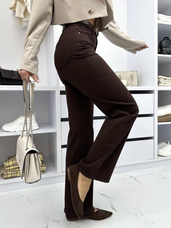 Spodnie Jeansowe Czekoladowe Wide Leg Simply (5)