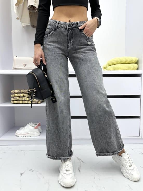 Spodnie Jeansowe Z Dziurami Pod Pośladkami Szare Skater Ambresy (1)