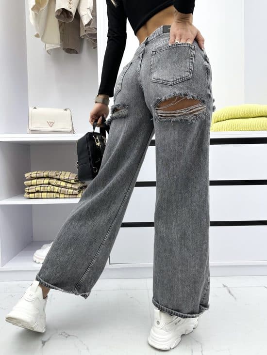 Spodnie Jeansowe Z Dziurami Pod Pośladkami Szare Skater Ambresy (3)