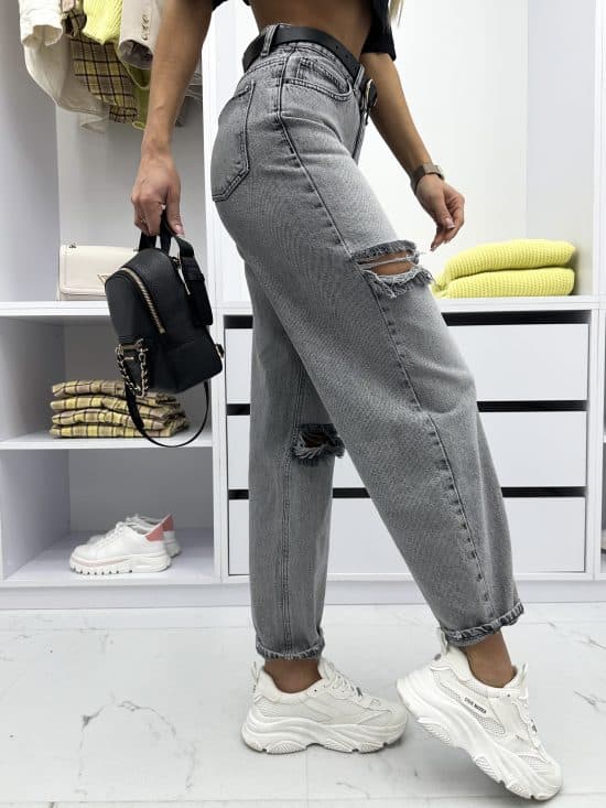 Spodnie Jeansowe Z Dziurami Szare Baggy Porrto (2)
