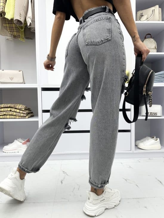 Spodnie Jeansowe Z Dziurami Szare Baggy Porrto (5)