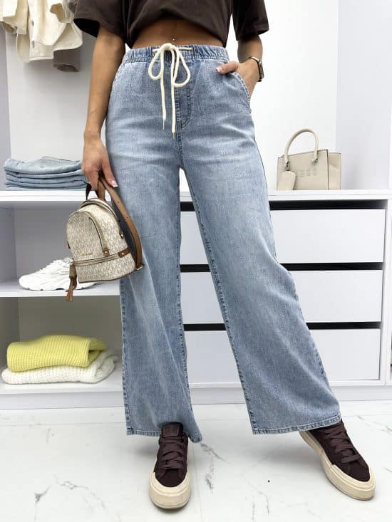 Spodnie Jeansowe Z Troczkiem Wide Leg Novell (1)