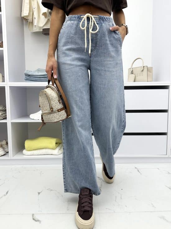 Spodnie Jeansowe Z Troczkiem Wide Leg Novell (2)