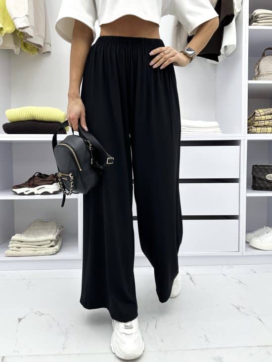Spodnie Wide Leg Czarne Mirabell (1)