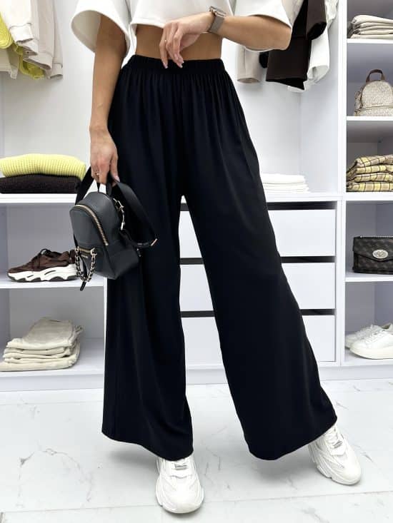 Spodnie Wide Leg Czarne Mirabell (3)