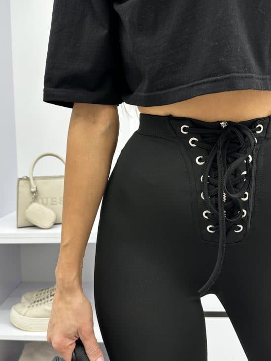 Legginsy Wiązane Z Zipem Czarne Dorrys (1)