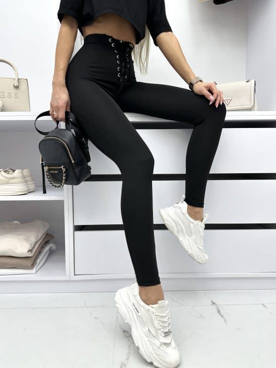 Legginsy Wiązane Z Zipem Czarne Dorrys (3)