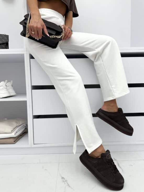 Spodnie Dresowe Z Rozcięciem Wide Leg Cream Firello (1)