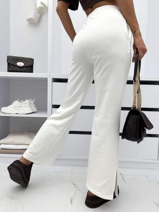 Spodnie Dresowe Z Rozcięciem Wide Leg Cream Firello (2)