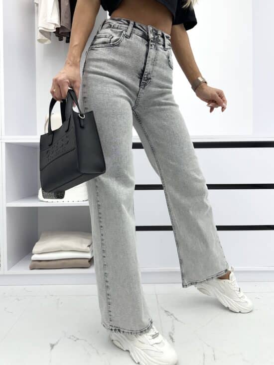 Spodnie Jeansowe Szare Wide Leg Carlott (2)