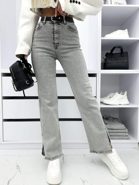 Spodnie Jeansowe Z Rozcięciem Szare Serena (1)