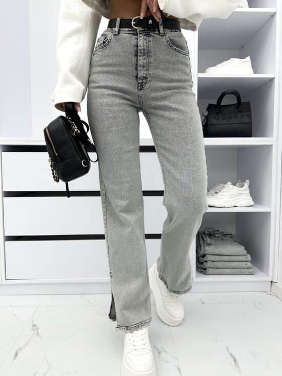 Spodnie Jeansowe Z Rozcięciem Szare Serena (2)