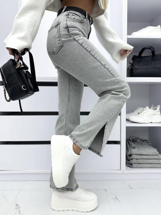 Spodnie Jeansowe Z Rozcięciem Szare Serena (3)