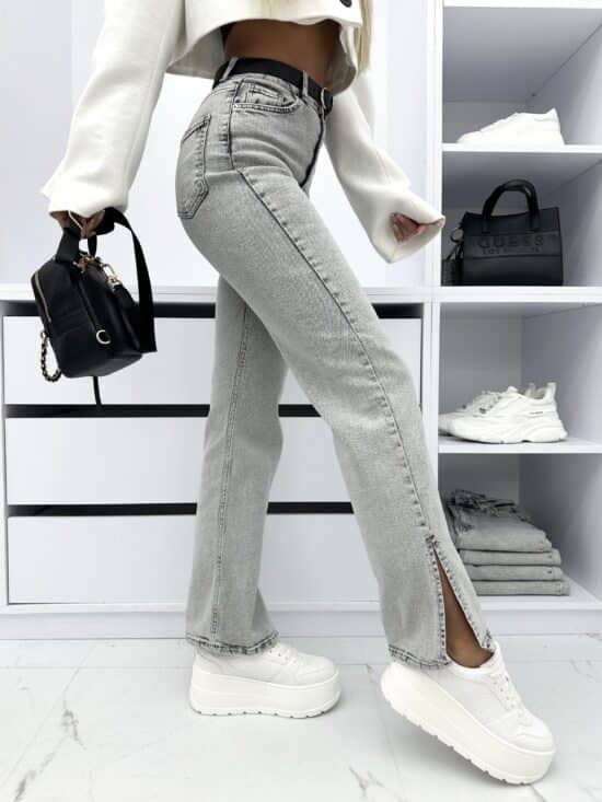 Spodnie Jeansowe Z Rozcięciem Szare Serena (4)