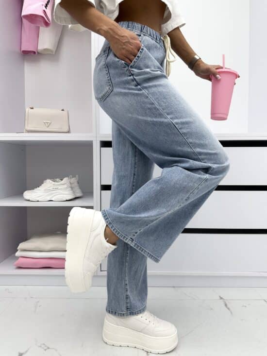 Spodnie Jeansowe Z Troczkiem Wide Leg Novell (2)