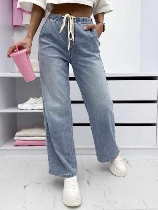 Spodnie Jeansowe Z Troczkiem Wide Leg Novell (5)