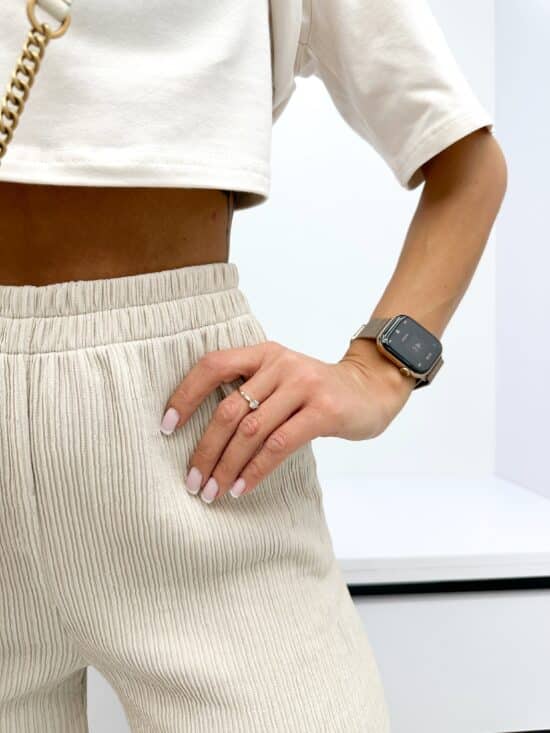 Spodnie Wide Leg Beżowe Bronny (2)