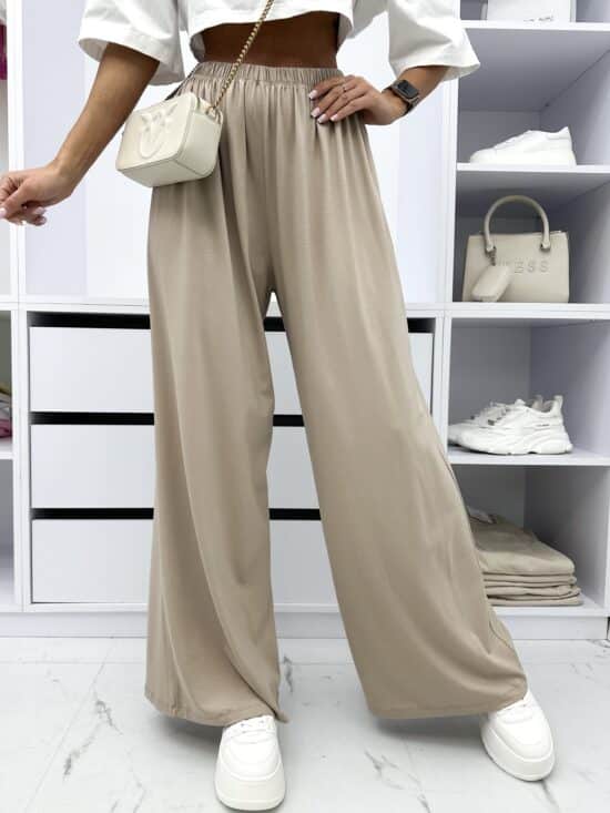 Spodnie Wide Leg Beżowe Mirabell (1)